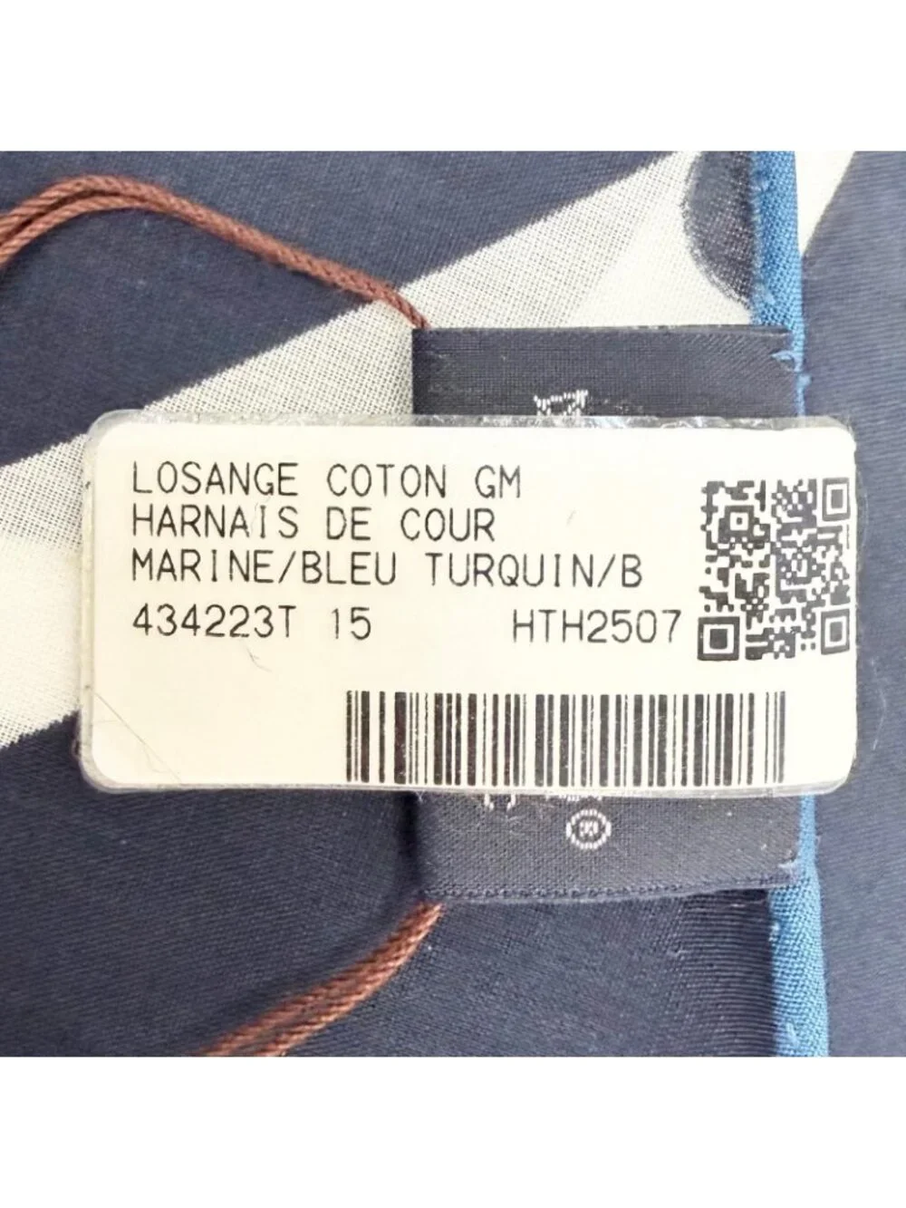 Hermes Rosange GM Royal Horse Tackle Cotton Marine Blue Turcan Diamond Scarf
